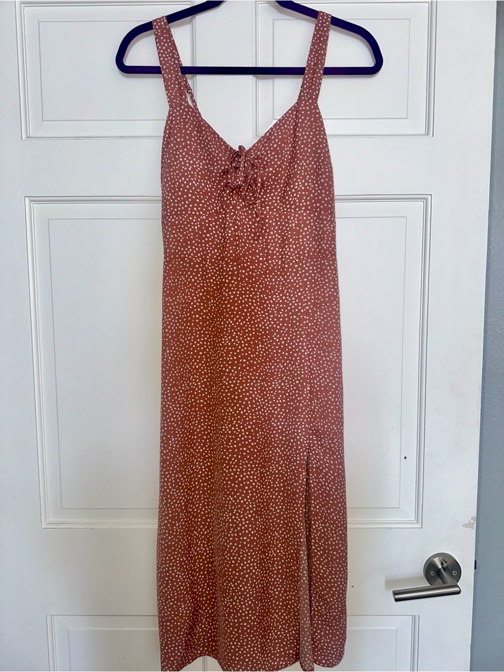 Abercrombie & Fitch Rose Pink Polka Dot Midi Dress